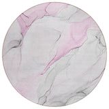 8' Round Gray and Pink Round Abstract Washable Non Skid Indoor Outdoor Area Rug