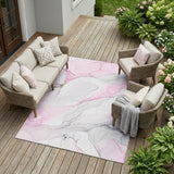 8' X 10' Gray and Pink Abstract Washable Non Skid Indoor Outdoor Area Rug