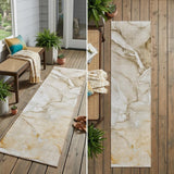 8' Runner Brown Abstract Washable Non Skid Indoor Outdoor Runner Rug