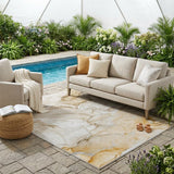 5' X 8' Brown Abstract Washable Non Skid Indoor Outdoor Area Rug