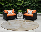 8' Round Brown Round Abstract Washable Non Skid Indoor Outdoor Area Rug
