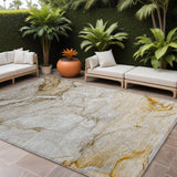 8' X 10' Brown Abstract Washable Non Skid Indoor Outdoor Area Rug