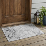 2' X 3' Gray Abstract Washable Non Skid Indoor Outdoor Area Rug