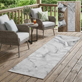 8' Runner Gray Abstract Washable Non Skid Indoor Outdoor Runner Rug
