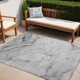 5' X 8' Gray Abstract Washable Non Skid Indoor Outdoor Area Rug