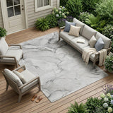 8' X 10' Gray Abstract Washable Non Skid Indoor Outdoor Area Rug