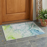 3' X 5' Green Abstract Washable Non Skid Indoor Outdoor Area Rug