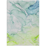 5' X 8' Green Abstract Washable Non Skid Indoor Outdoor Area Rug