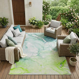 8' X 10' Green Abstract Washable Non Skid Indoor Outdoor Area Rug