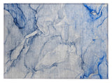 2' X 3' Navy Blue Abstract Washable Non Skid Indoor Outdoor Area Rug