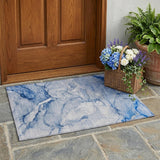 2' X 3' Navy Blue Abstract Washable Non Skid Indoor Outdoor Area Rug