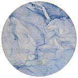 8' Round Navy Blue Round Abstract Washable Non Skid Indoor Outdoor Area Rug