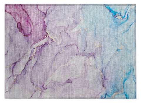 2' X 3' Purple Abstract Washable Non Skid Indoor Outdoor Area Rug