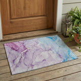 2' X 3' Purple Abstract Washable Non Skid Indoor Outdoor Area Rug
