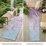 8' Runner Purple Abstract Washable Non Skid Indoor Outdoor Runner Rug