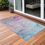 3' X 5' Purple Abstract Washable Non Skid Indoor Outdoor Area Rug