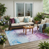 5' X 8' Purple Abstract Washable Non Skid Indoor Outdoor Area Rug