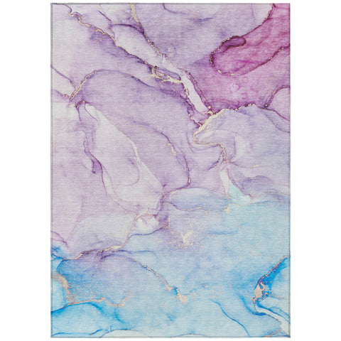 8' X 10' Purple Abstract Washable Indoor Outdoor Area Rug