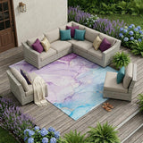 8' X 10' Purple Abstract Washable Indoor Outdoor Area Rug
