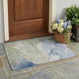 2' X 3' Blue and Green Abstract Washable Indoor Outdoor Area Rug