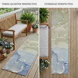 2' X 8' Blue and Green Abstract Washable Indoor Outdoor Runner Rug