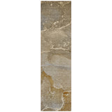 2' X 8' Brown Beige and Gold Abstract Washable Indoor Outdoor Runner Rug