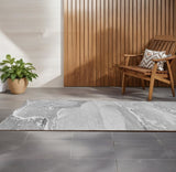 2' X 8' Gray Abstract Washable Indoor Outdoor Runner Rug