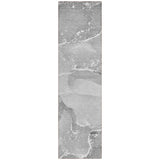 2' X 8' Gray Abstract Washable Indoor Outdoor Runner Rug