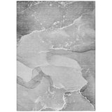 3' X 5' Gray and Ivory Abstract Washable Non Skid Indoor Outdoor Area Rug