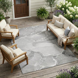 8' X 10' Gray and Ivory Abstract Washable Non Skid Indoor Outdoor Area Rug