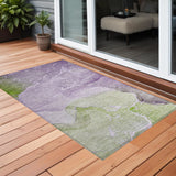 2' X 3' Purple Abstract Washable Non Skid Indoor Outdoor Area Rug