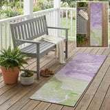8' Runner Purple Abstract Washable Non Skid Indoor Outdoor Runner Rug