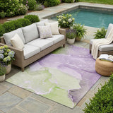 5' X 8' Purple Abstract Washable Non Skid Indoor Outdoor Area Rug