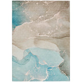 3' X 5' Teal Abstract Washable Non Skid Indoor Outdoor Area Rug