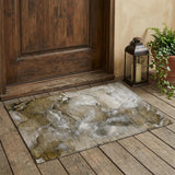 2' X 3' Brown and Gray Abstract Washable Non Skid Indoor Outdoor Area Rug