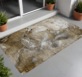 3' X 5' Brown and Gray Abstract Washable Non Skid Indoor Outdoor Area Rug