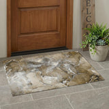 3' X 5' Brown and Gray Abstract Washable Non Skid Indoor Outdoor Area Rug