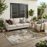 5' X 8' Brown and Gray Abstract Washable Non Skid Indoor Outdoor Area Rug