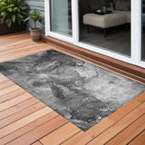 3' X 5' Gray Abstract Washable Non Skid Indoor Outdoor Area Rug