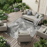 8' X 10' Gray Abstract Washable Non Skid Indoor Outdoor Area Rug