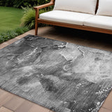 8' X 10' Gray Abstract Washable Non Skid Indoor Outdoor Area Rug