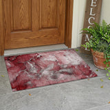 2' X 3' Merlot Abstract Washable Non Skid Indoor Outdoor Area Rug