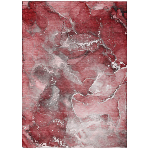 3' X 5' Merlot Abstract Washable Non Skid Indoor Outdoor Area Rug