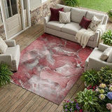 8' X 10' Merlot Abstract Washable Non Skid Indoor Outdoor Area Rug