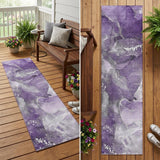 8' Runner Gray and Purple Abstract Washable Non Skid Indoor Outdoor Runner Rug