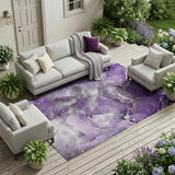 8' X 10' Gray and Purple Abstract Washable Non Skid Indoor Outdoor Area Rug