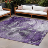 8' X 10' Gray and Purple Abstract Washable Non Skid Indoor Outdoor Area Rug