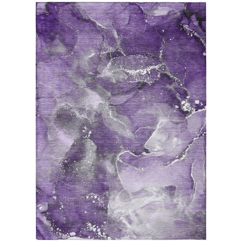 8' X 10' Gray and Purple Abstract Washable Non Skid Indoor Outdoor Area Rug