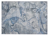 2' X 3' Blue and Gray Abstract Washable Non Skid Indoor Outdoor Area Rug