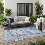 5' X 8' Blue and Gray Abstract Washable Non Skid Indoor Outdoor Area Rug